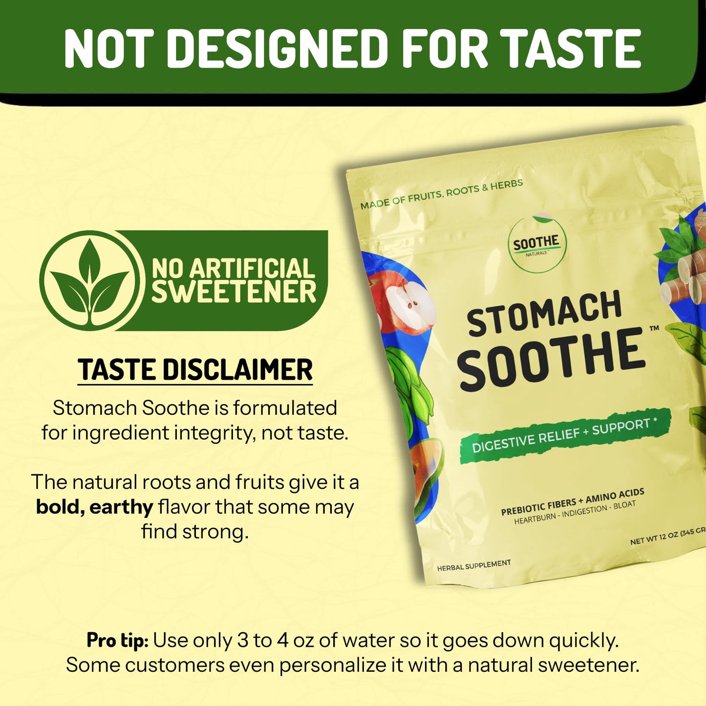Stomach Soothe Soothe Naturals Acid Reflux Powder - L Glutamine for Gut Health, Acid Reflux Medicine, Leaky Gut Repair, Gut Lining Repair,
