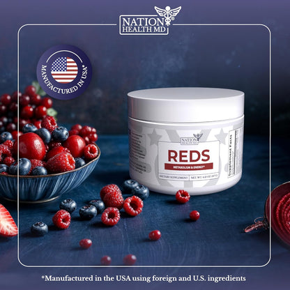Reds Superfoods Powder for Energy, Metabolism & Gut Health | 39 Superfoods, Antioxidant-Rich Red Powder Superfood, Probiotics & Digestive Enzymes. 30 Days Supply
