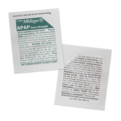 Medique @ Home 70433 Extra Strength APAP Tablets, Non-Aspirin, 50 Packets (2 Tablets per Packet) Total-100 Count MediqueBuy Supplements Australia