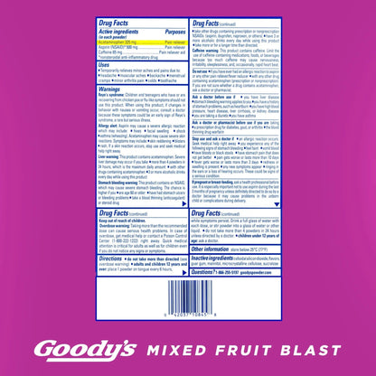 Goody's Pain Relief Powders, Extra Strength Headache Powder Mixed Fruit Blast, 24 ct (Pack of 1) Goody'sBuy Supplements Australia