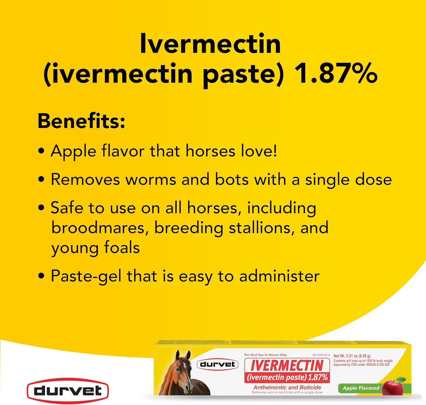 Ivermectin Paste Dewormer - 6.08g dose @ 1.87%-Apple Flavored, 3 Count