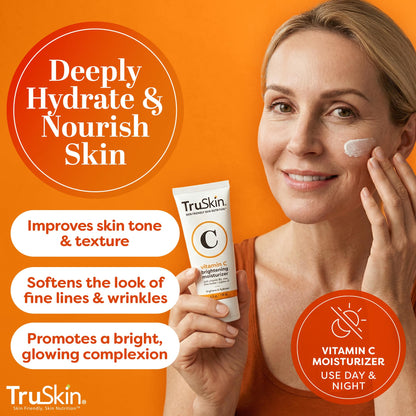 TruSkin Vitamin C Face Cream - Brightening Daily Moisturizer, 2 fl oz | Vitamins C & E, B5, Jojoba Oil & Green Tea to hydrate, nourish and support smooth, radiant-looking skin