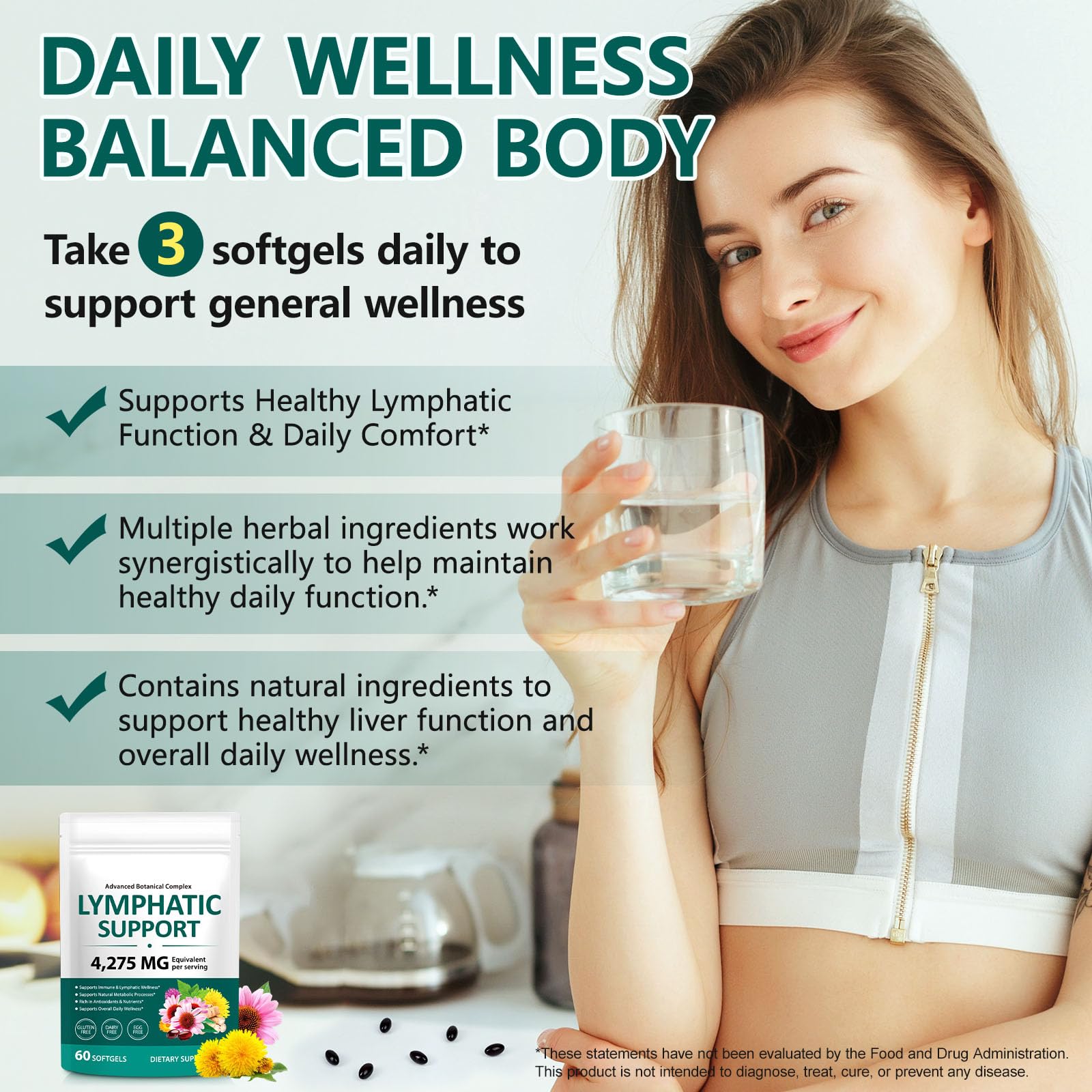 Lymphatic Drainage Supplements, 4275mg Lymph System Support for Women & Men, Herbal Lymphatic Complex with Dandelion, Burdock, Echinacea, Cleavers, Turmeric & Bromelain for Fluid Balance, 240 Capsules flasture buy supplements Au