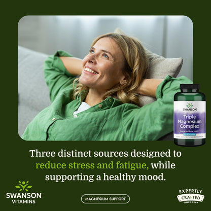 Swanson Triple Magnesium Complex Bone, Nerve, and Muscle Support Supplement for Adults Seeking Optimal Magnesium Absorption - 400 mg (300 Vegan Capsules) Swanson buy supplements Au
