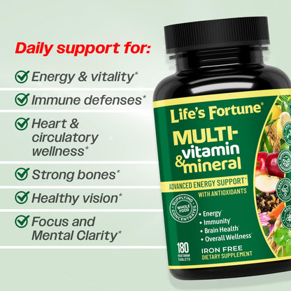 Life’s Fortune Liquid Multivitamin for Adults and Seniors – Fast Absorption Vitamins and Minerals with 90+ Nutrients for Energy and Immune Support – Easy to Digest, Sugar Free, Tropical Flavor, 32 oz
