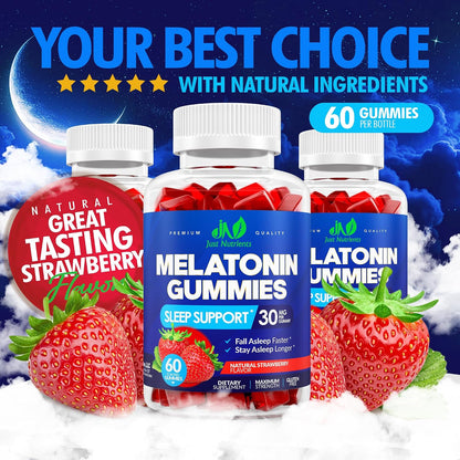 Melatonin 30mg Gummies for Adults, Zero Sugar (2 Month Supply) | Maximum Strength Sleep Support with 30mg of Melatonin Per Gummy - Gluten-Free, Vegetarian, Natural Strawberry Flavor