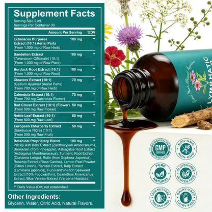 SDJUFEI 21-in-1 Lymphatic Drainage Drops， Lymphatic Support Liquid Drops with Turmeric, Echinacea, Elderberry & Dandelion, for Women & Men, 2 fl oz SDJUFEI buy supplements Au