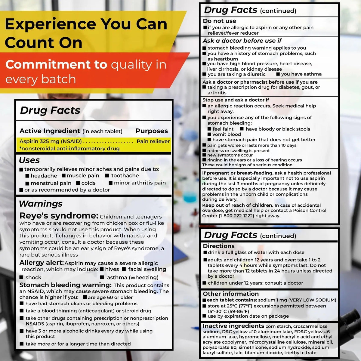 TIME-Cap Labs 1000 Regular Strength Aspirin 325mg – Delayed Release Enteric Coated Tablets for Minor Aches and Pains, NSAID Pain Reliever & Fever Reducer for Adults and Children 12 Years and Older TIME-CAP LABS, INC.Buy Supplements Australia