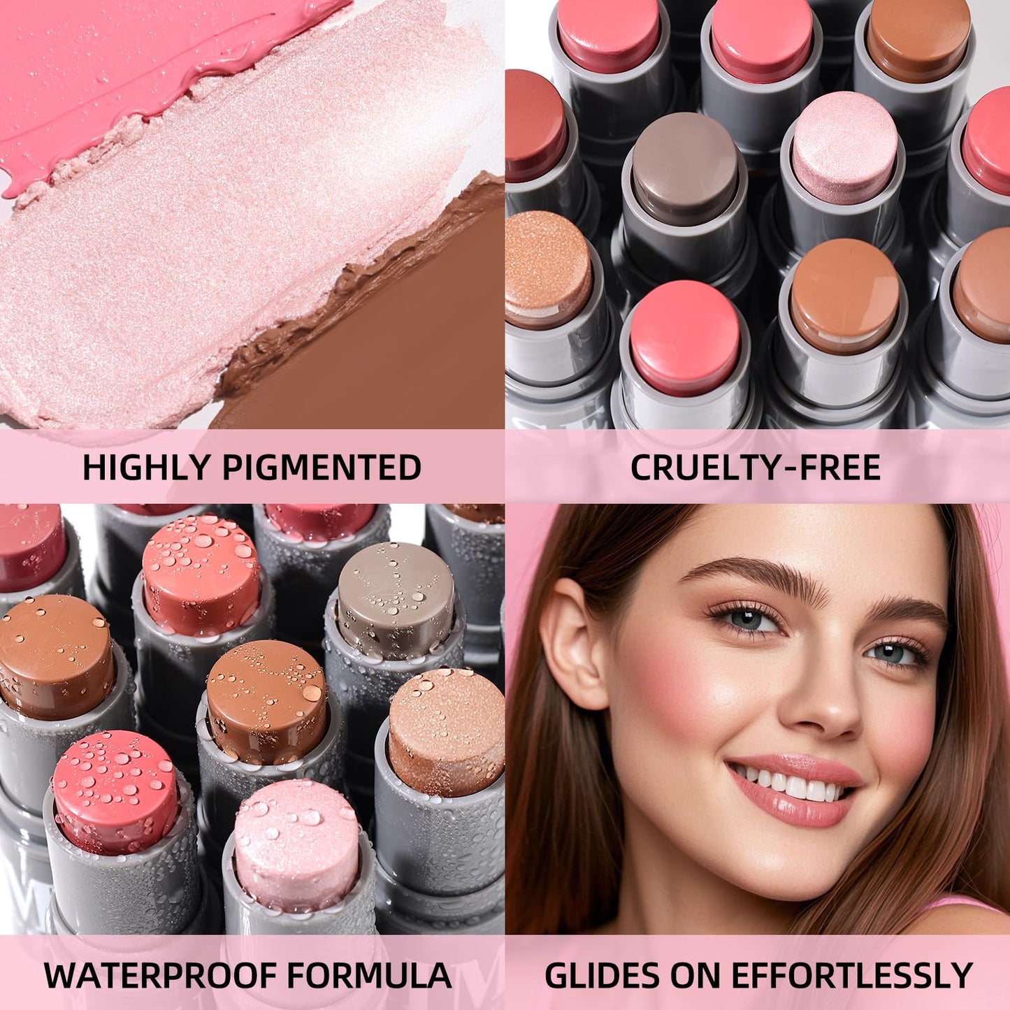 KIMUSE Cream Contour Stick Duo, Cream Blush Stick, Bronzer Shaping Stick, Creamy, Highly Pigmented, Long Lasting, Vegan Face Make Up Sticks KIMUSEBuy Supplements Australia