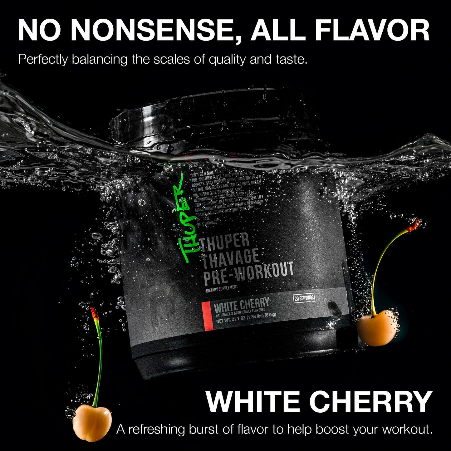 RAW Thuper Thavage Pre Workout Powder - High-Stim Preworkout with Creatine, Beta Alanine, L-Citrulline & Caffeine - Chris Bumstead Gym & Fitness Supplement for Men & Women - Watermelon Grape