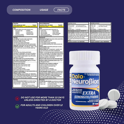 Dolo Neurobion 30 Tablets - Pain Reliever, Fever Reducer, Extra Strength, Fuerte, Alivia el Dolor, Reduce la Fiebre NeurobionBuy Supplements Australia