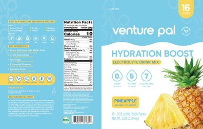 Venture Pal Sugar Free Electrolyte Packet, Liquid Daily IV Hydration Powder | 5 Vitamins & 7 Electrolytes, Instantly Hydration Packets for Sports & Party Recovery, Vegan, Keto Friendly, 16 Sticks