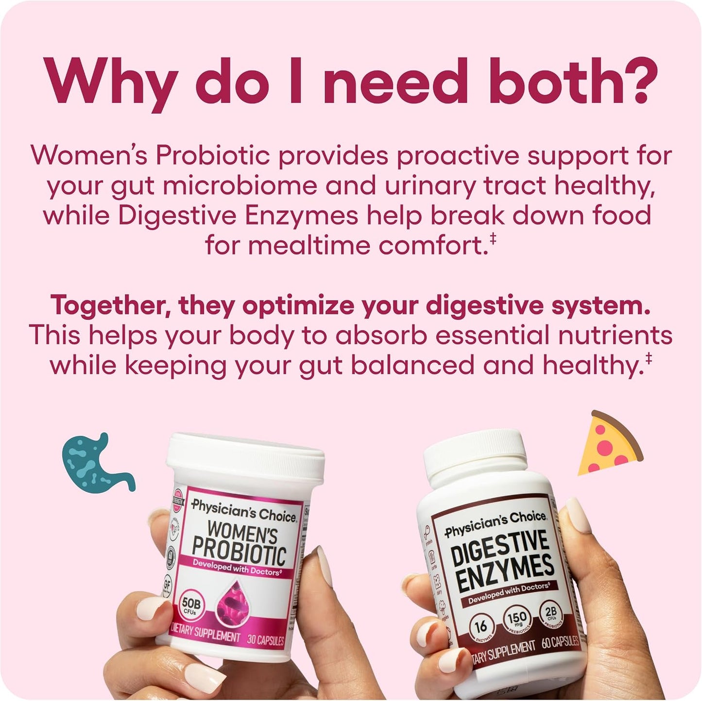 Physician's CHOICE Women’s Starter Bundle: Women’s Probiotic 30ct + Digestive Enzymes 60ct