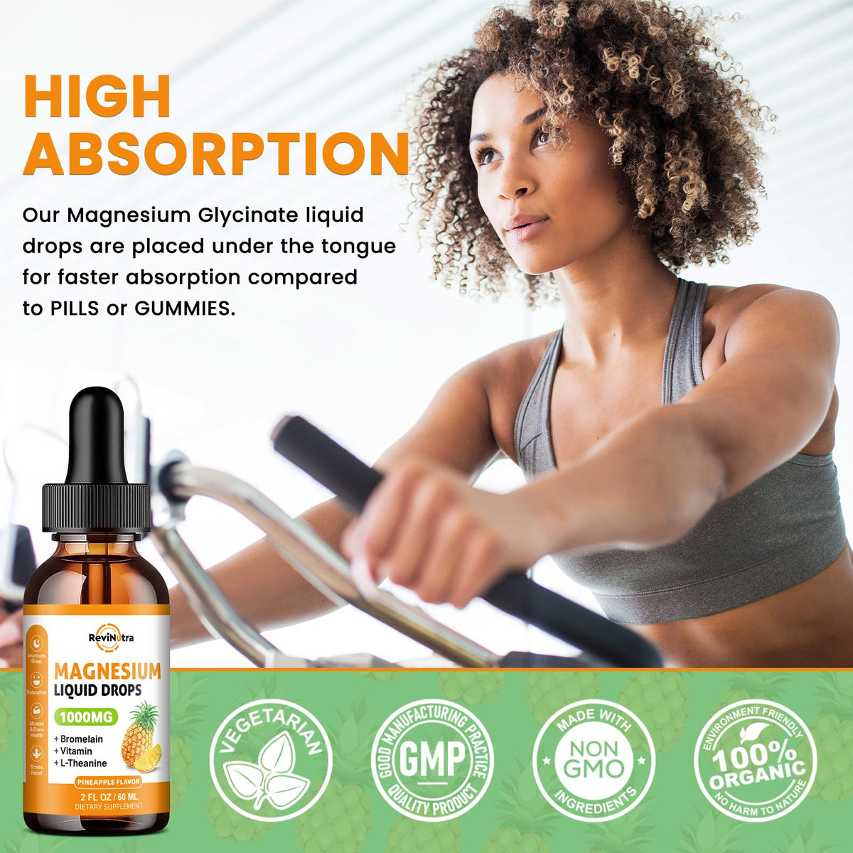 Magnesium Glycinate Liquid Drops, 1000mg of Liquid Magnesium Complex Supplement for Sleep, Nerve, Energy, Muscle, Bone, Calm & Digestion, High Absorption, 2 Fl Oz, Sugar-Free Pineapple Flavor ReviNutraBuy Supplements Australia