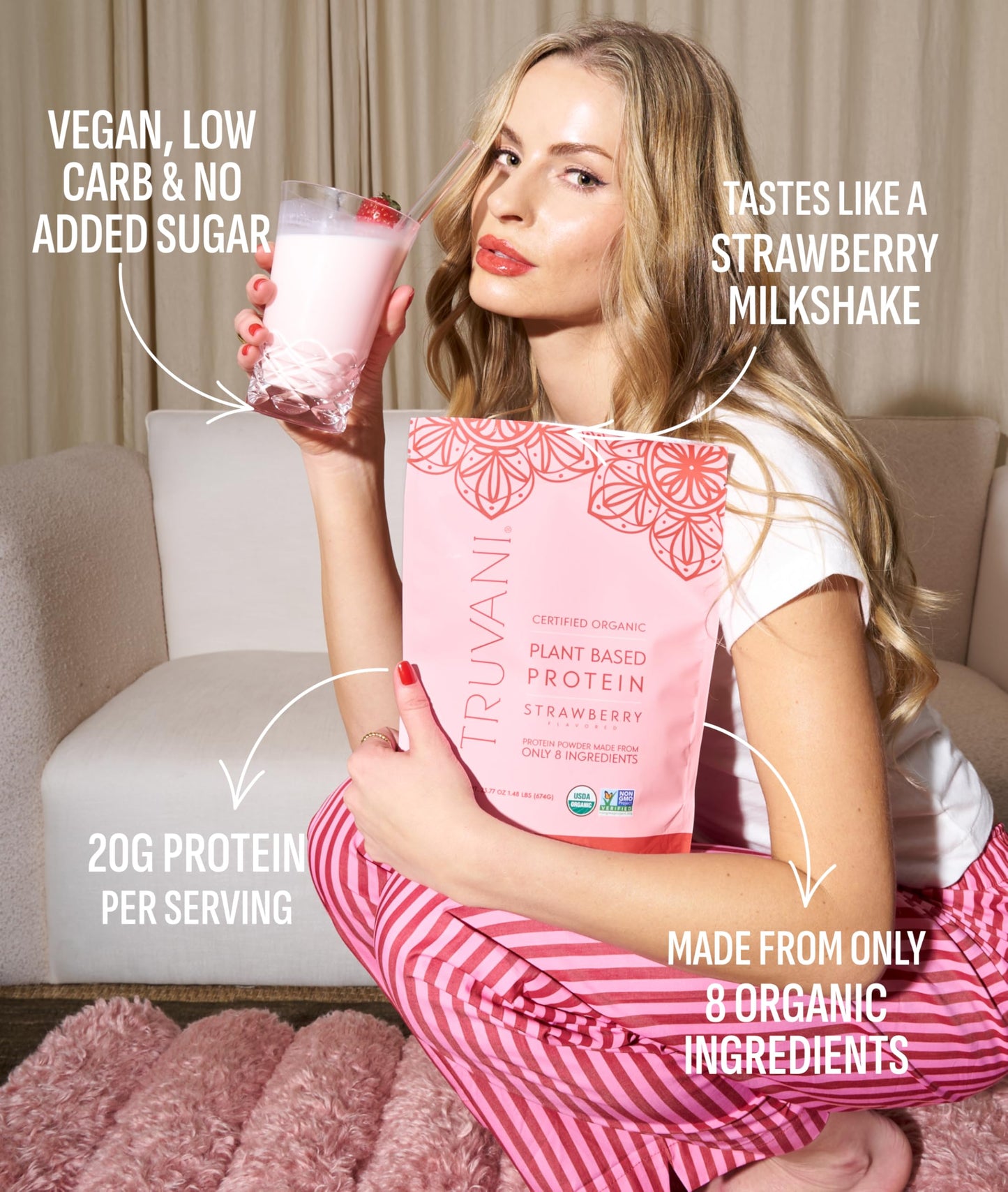 Truvani Organic Plant Based Protein Powder | Vanilla | 18 Servings | Vegan | 20g Pea Protein | Keto | Gluten & Dairy Free | Low Carb | No Added Sugar