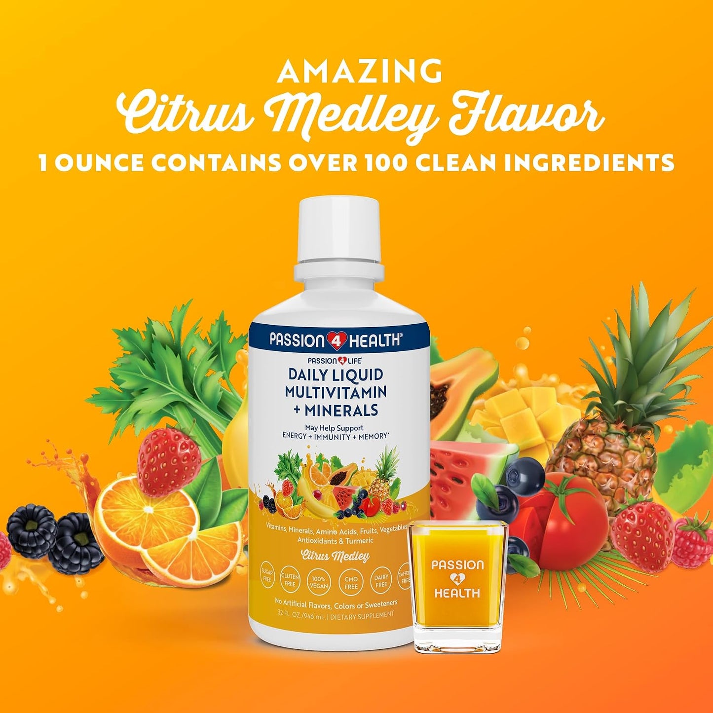 Passion 4 Life Liquid Multivitamin Plus Organic Liquid D3K2 Omega 3
