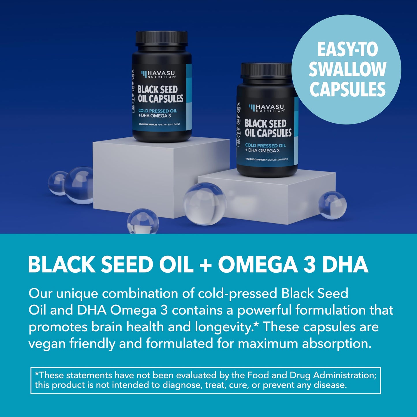 Black Seed Oil Capsules, Vegan, Non-GMO, Cold-Pressed Nigella Sativa, 90ct | 1500mg Per Serving Black Cumin Supplement for Skin Health, Immune Function, and Digestive Health, Unflavored, 30 Servings