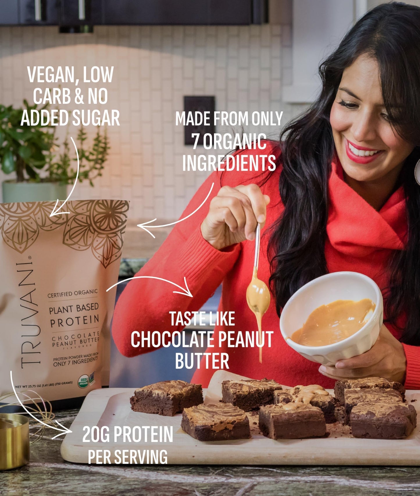 Truvani Organic Plant Based Protein Powder | Strawberry | 10 Servings | Vegan | 20g Pea Protein | Single Serving Travel Packets | Keto | Gluten & Dairy Free | Low Carb