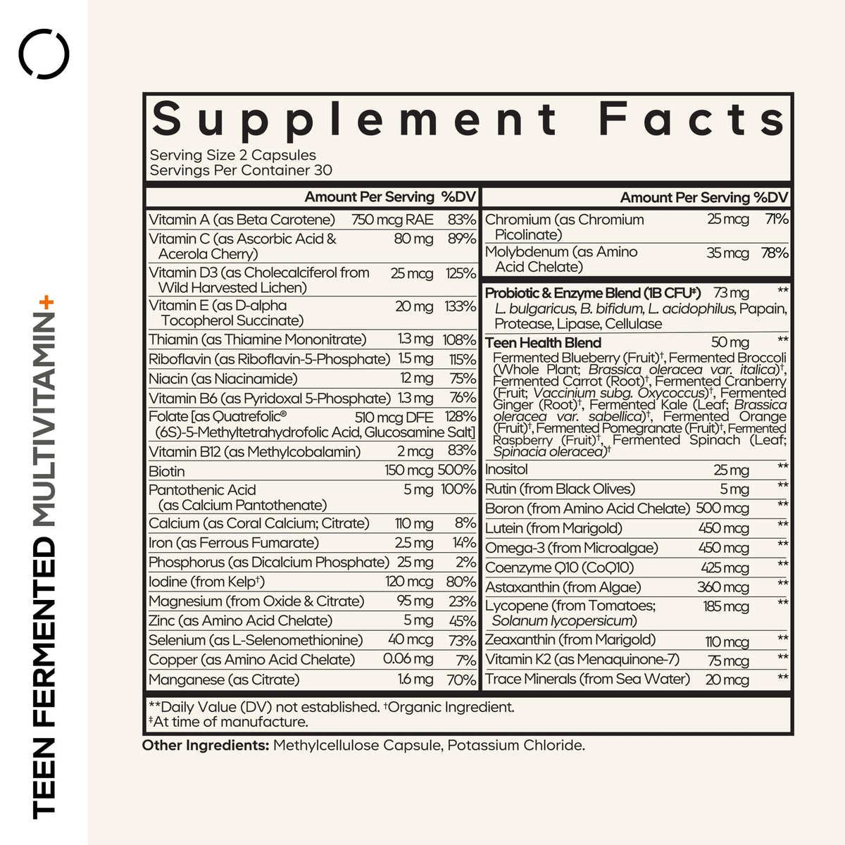 Codeage Teen Multivitamin Supplement – Daily Vitamins and Minerals for Teen Boys and Girls – Organic Whole Food Formula with Omega-3 and Vitamins A to K - 60 Capsules CodeageBuy Supplements Australia
