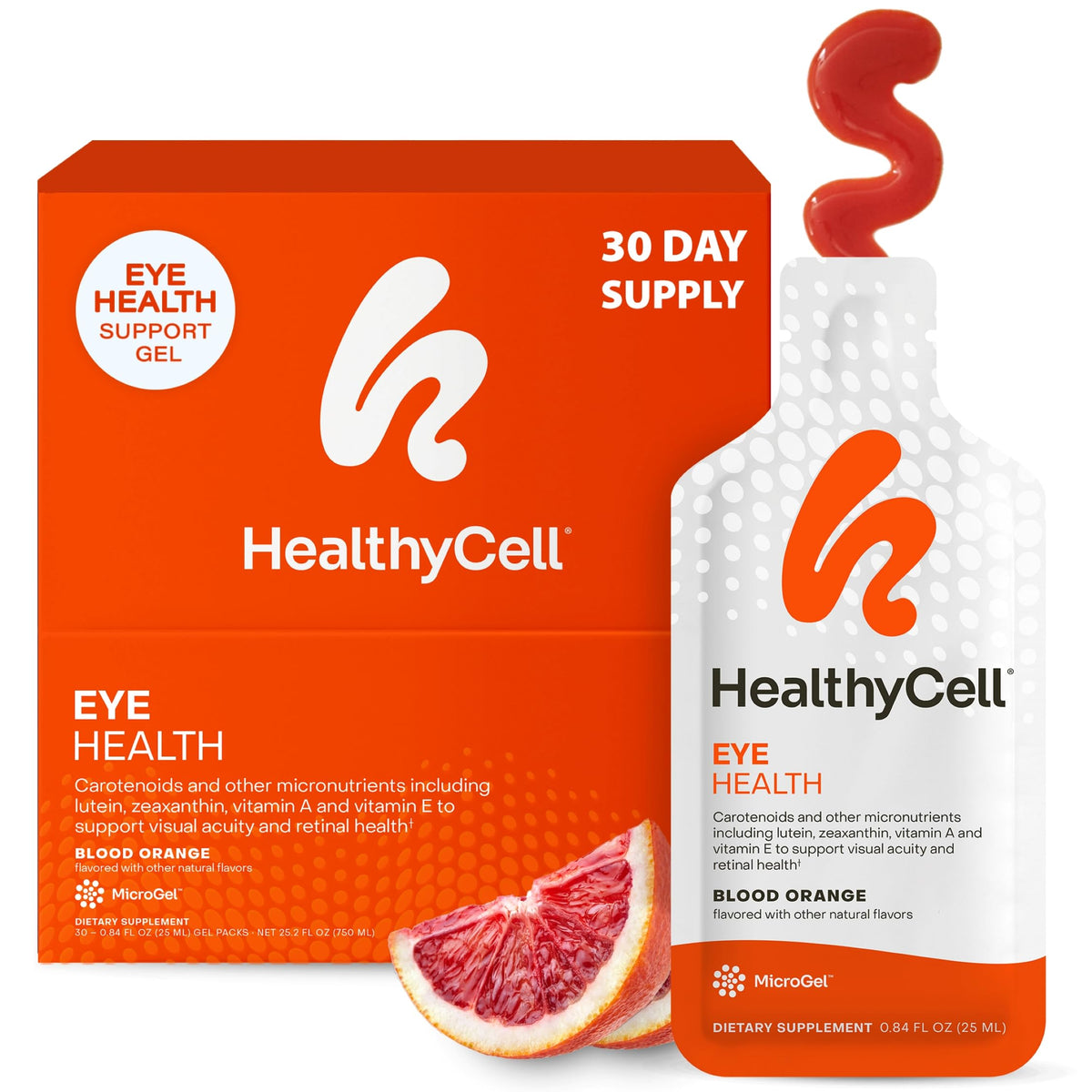 Healthycell Eye Health Daily Liquid Supplement - Eye Vitamins & Minerals with Lutein, Zeaxanthin, Astaxanthin & Beta Carotene for Sight Care & Macular Support - 30 Gel Packs HealthycellBuy Supplements Australia