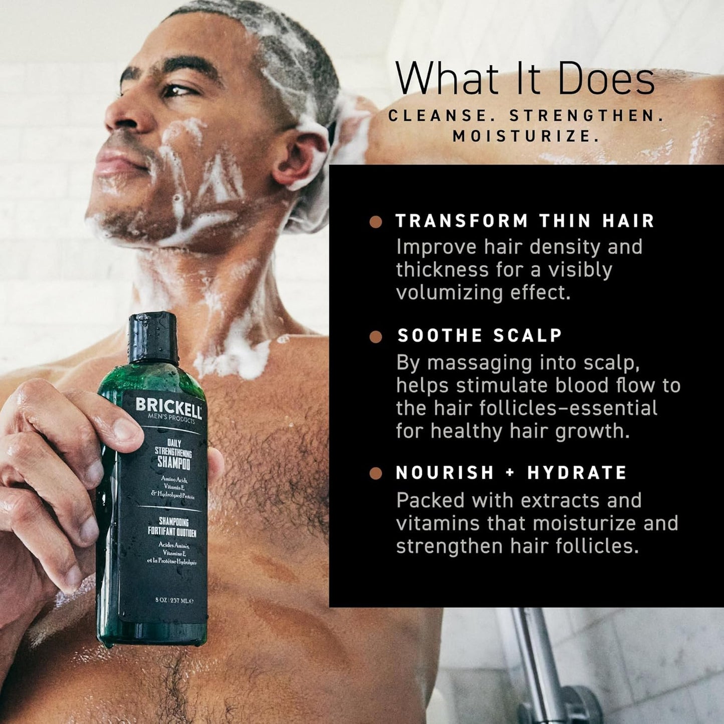 Brickell Men's Daily Revitalizing Hair Care Routine, Shampoo and Conditioner Set For Men, With Pro-Vitamin B5, Aloe, and Tea Tree Oil, Strength and Volume Enhancing Conditioner, Gift Set