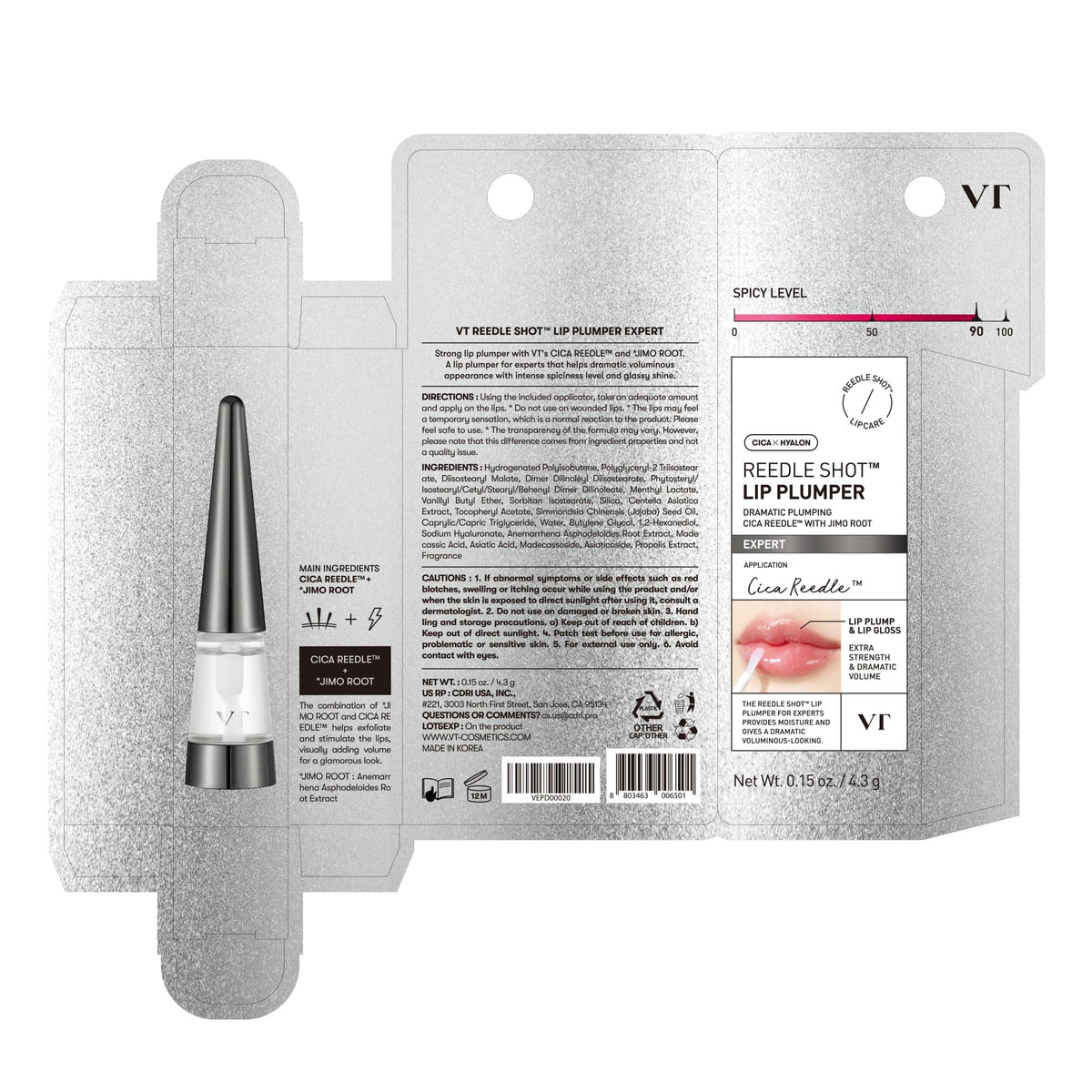 VTCOSMETICS Reedle Shot Lip Plumper, 0.15 oz (4.3 g), Moisturizing, Transparent, Lip Gloss, Fragrance-free, Korean Cosmetics (Expert) VT COSMETICSBuy Supplements Australia