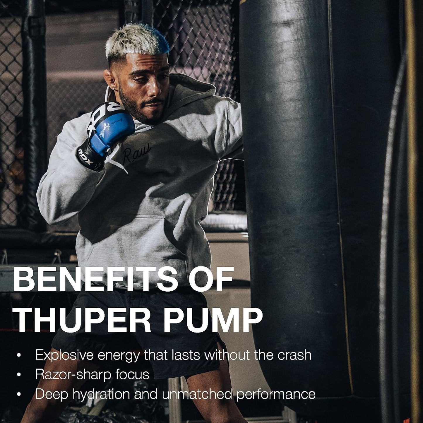 RAW Thuper Pump Stim Free Pre Workout Powder - High-Dosage Caffeine-Free Pre Workout for Max Muscle Pumps & Strength Building - Non-Stimulant Preworkout with Creatine - 20 Servings, Champion Mentality