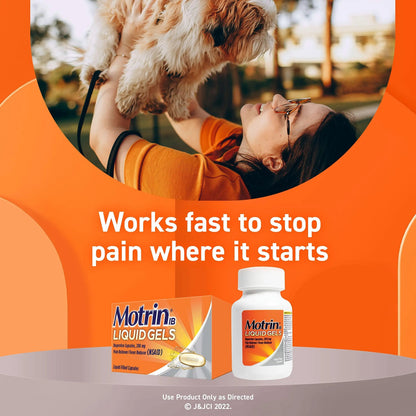 Motrin IB Liquid Gels with 200mg Ibuprofen per Caplet, Pain Reliever & Fever Reducer for Adults, Relief from Minor Arthritis Pain, Muscle Aches, Headache, Menstrual Cramps & Backache, 120 ct MotrinBuy Supplements Australia