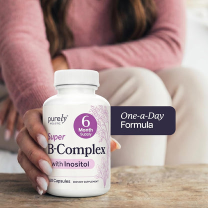 Vitamin B Complex, B1, B2, B3, B5, B6, B7, B9, B12 Inositol, 6 Month Supply | Energy Immune & Nervous System Support, Super B Complex Vitamins for Women & Men, One-A-Day, Vegan & Non-GMO, 180 Capsules