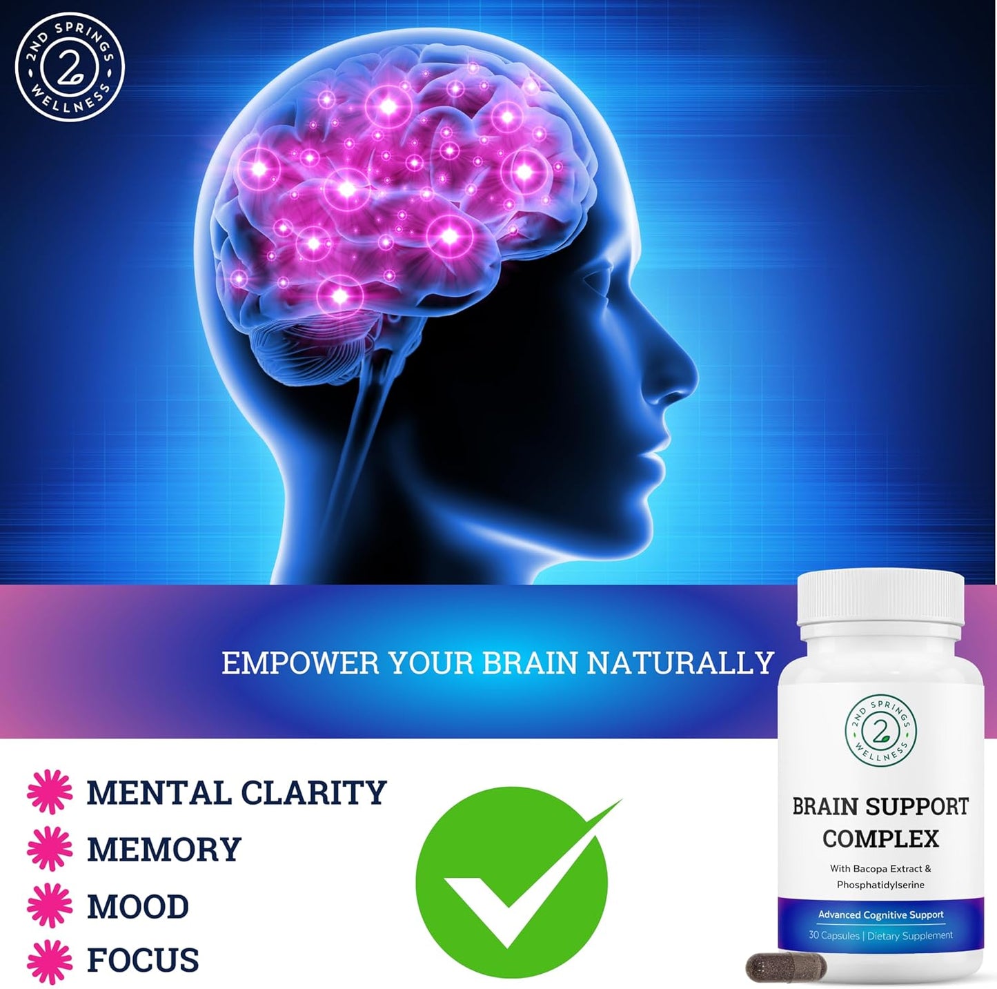 Magnesium Bisglycinate + Brain Support Complex Bundle | Focus, Memory, Calm, Cognitive Function, Muscle Relaxation & Daily Wellness