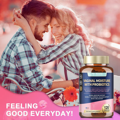 Vaginal Probiotics for Women Vaginal Moisturizer, pH, Odor, Flora, Hormones, Comfort, Mood & Relaxation, 30-in-1 Vaginal Moisture Plus with Slippery Elm Bark, Hyaluronic Acid, Fenugreek - 120 Caps