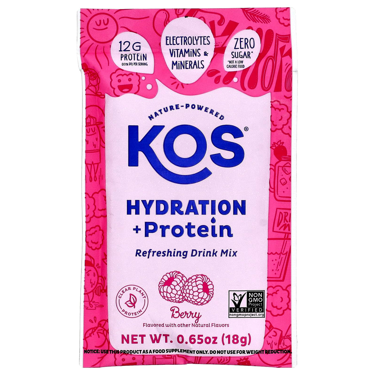 Kos Berry Hydration Protein 7ct, 0.65 OZ KOS buy supplements Au