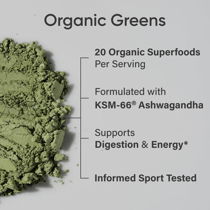 Sports Research® Organic Greens Superfood Powder w/Spirulina & Chlorella, Adaptogens, Enzymes, Probiotics & 8 VIT Bs for Gut & Mood Support* - Vegan, Sugar-Free & Low-Cal Original 30 Servings Sports Research buy supplements Au