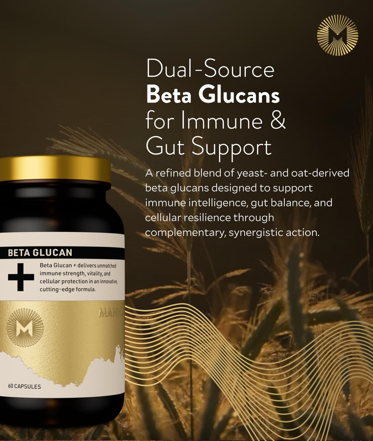 Manna Beta Glucan+ Capsules | 1000mg Beta Glucan Complex | Reishi Mushroom & Oats | Supplement for Immune Support, Heart Health, Cellular Renewal & Antioxidant Protection | 60 Count M Manna buy supplements Au