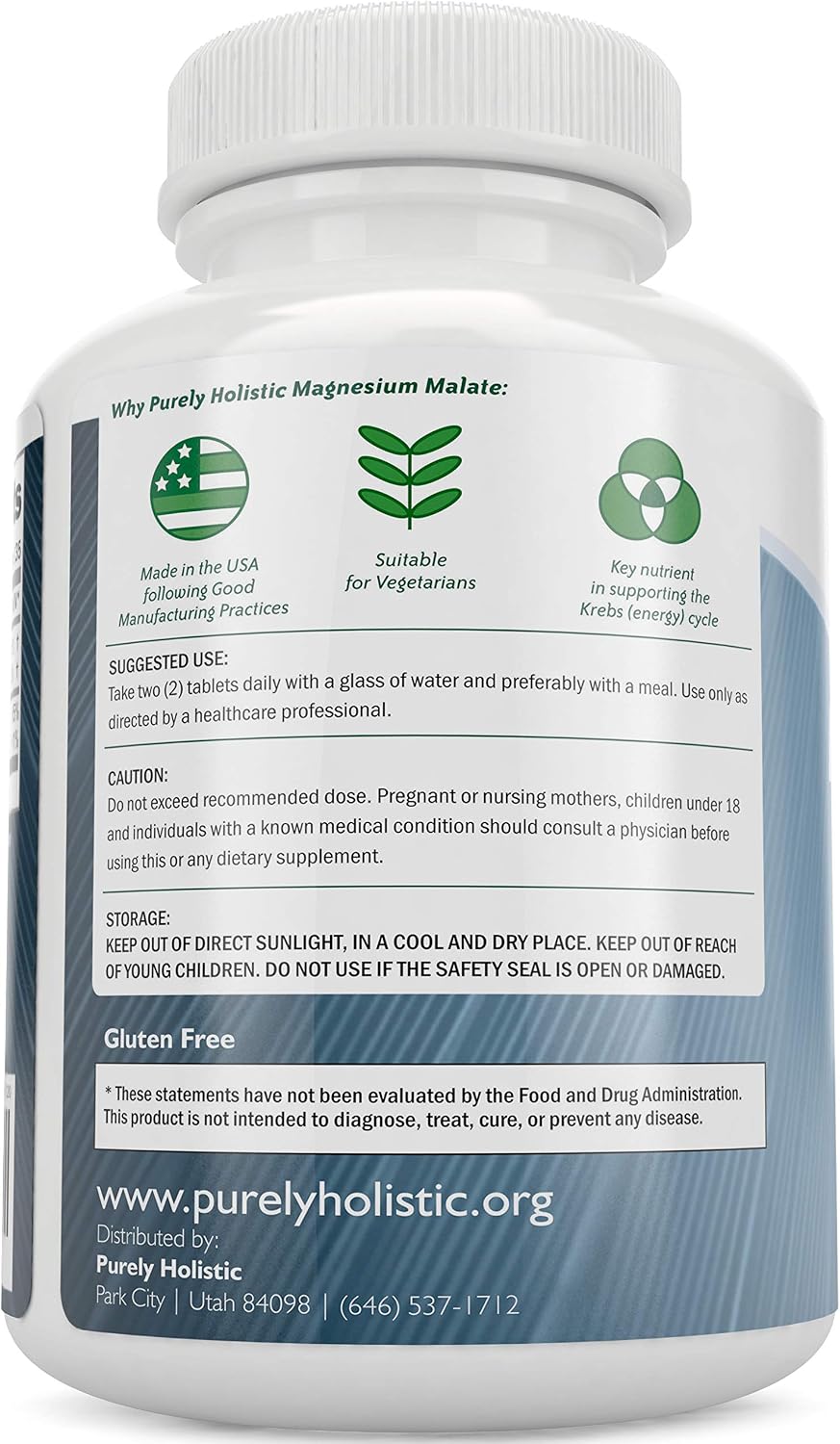 Purely Holistic Magnesium Malate 400mg + Vitamin D3 125mcg K2 MK7 90mcg - 270 Tablets & 150 Capsules - Vegetarian Bundle - Made in USA