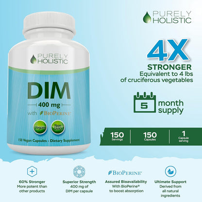 Purely Holistic Dim 400mg & Bioperine + Vitex Chaste Berry 650mg Bundle - 270 Vegan Capsules - Made in the USA