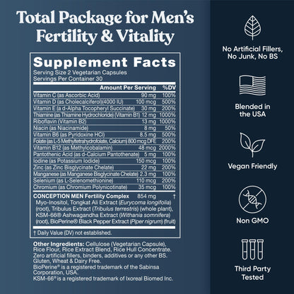 Conception for Him and Vital Liver Bundle - Male Fertility Booster & Prenatal Supplement + 9-in-1 Liver Support Eu Natural buy supplements Au