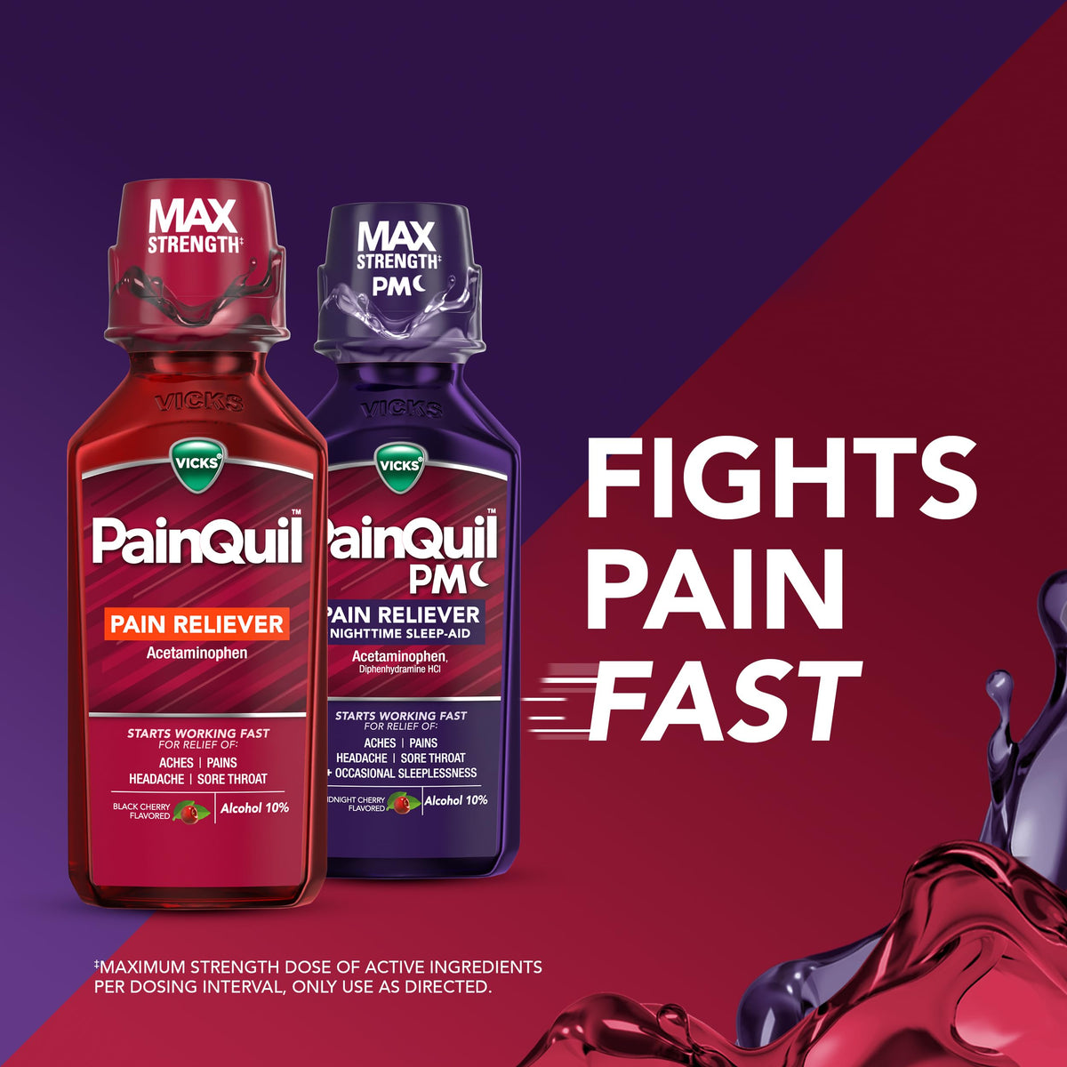 Vicks PainQuil & PainQuil PM Pain Relief Liquid, 1000mg Acetaminophen, 2x12 oz Vicks buy supplements Au