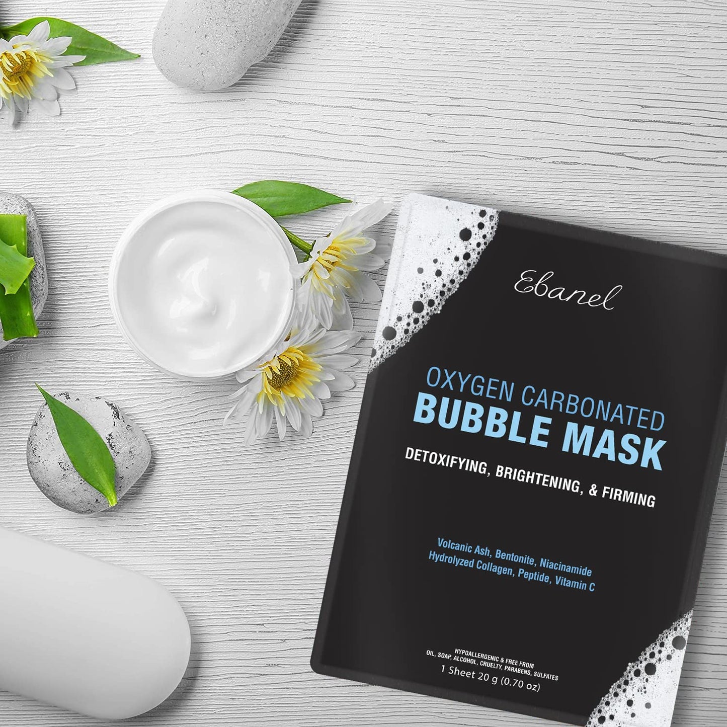 Ebanel Bundle of 10 Pack Bubble Clay Masks, and 2.5% Retinol Serum