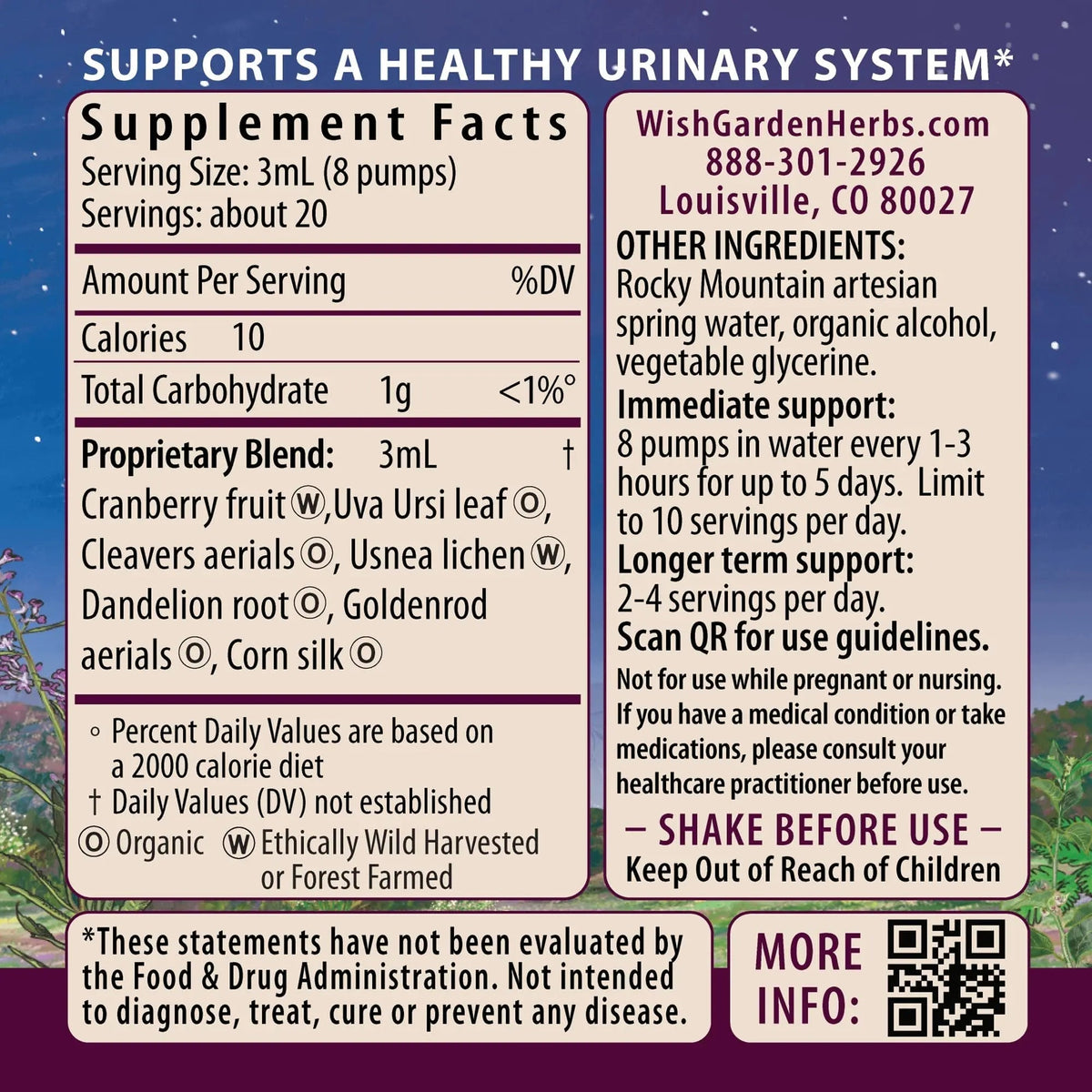 WishGarden Herbs Urinary Strength, Liquid Herbal Tincture, Cranberry, Uva Ursi & Usnea, Supports Urinary Tract Health, Eases Discomfort, Promotes Microbial Balance, 2oz WishGardenBuy Supplements Australia