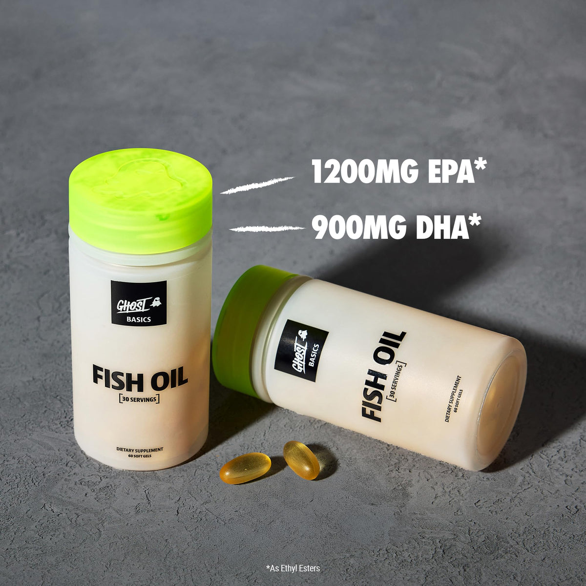 GHOST Basics Fish Oil Supplement, 3000MG Daily Omega 3 Fatty Acids with DHA & EPA for Brain, Heart Health & Immunity Support - Gluten-Free & Soy-Free - 60 Enteric Coated Softgels GHOSTBuy Supplements Australia