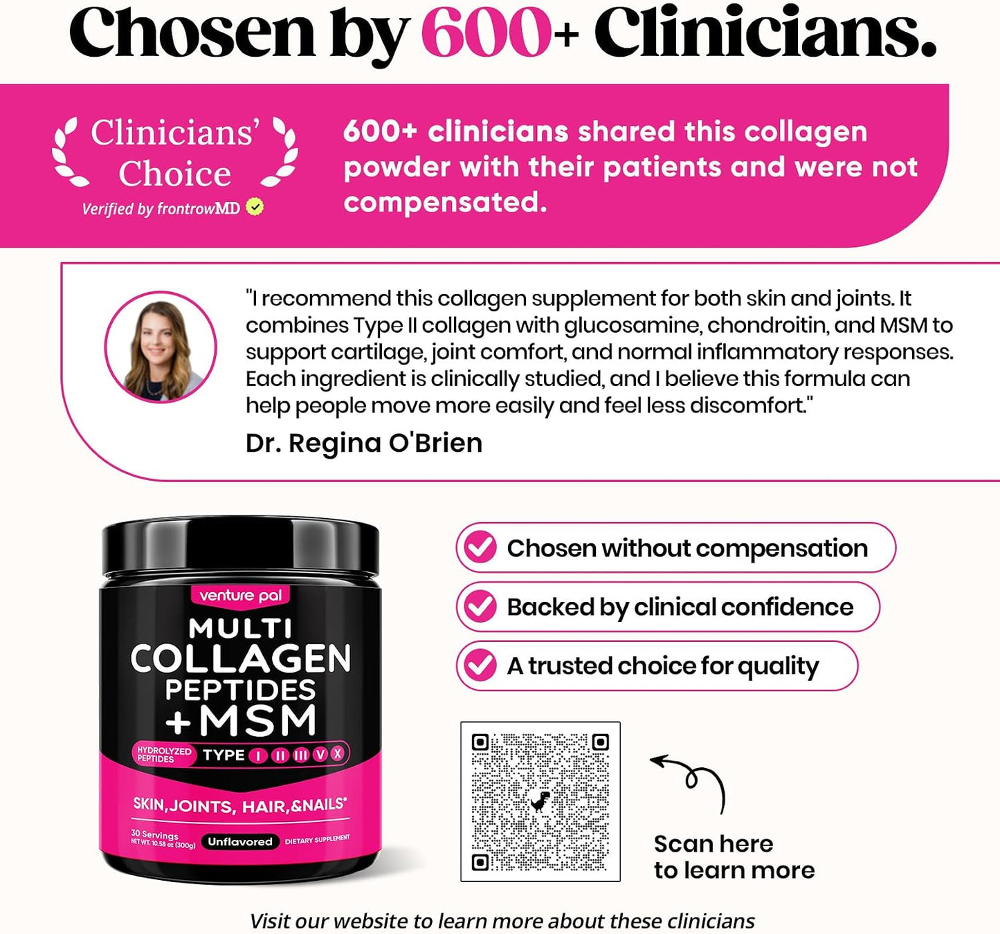 Multi Collagen Powder Type I II III V X, Hydrolyzed Collagen Peptides | With MSM, Glucosamine Chondroitin, Hyaluronic Acid & Vitamin C to Support Skin, Hair, Nails & Joint Health, Unflavored