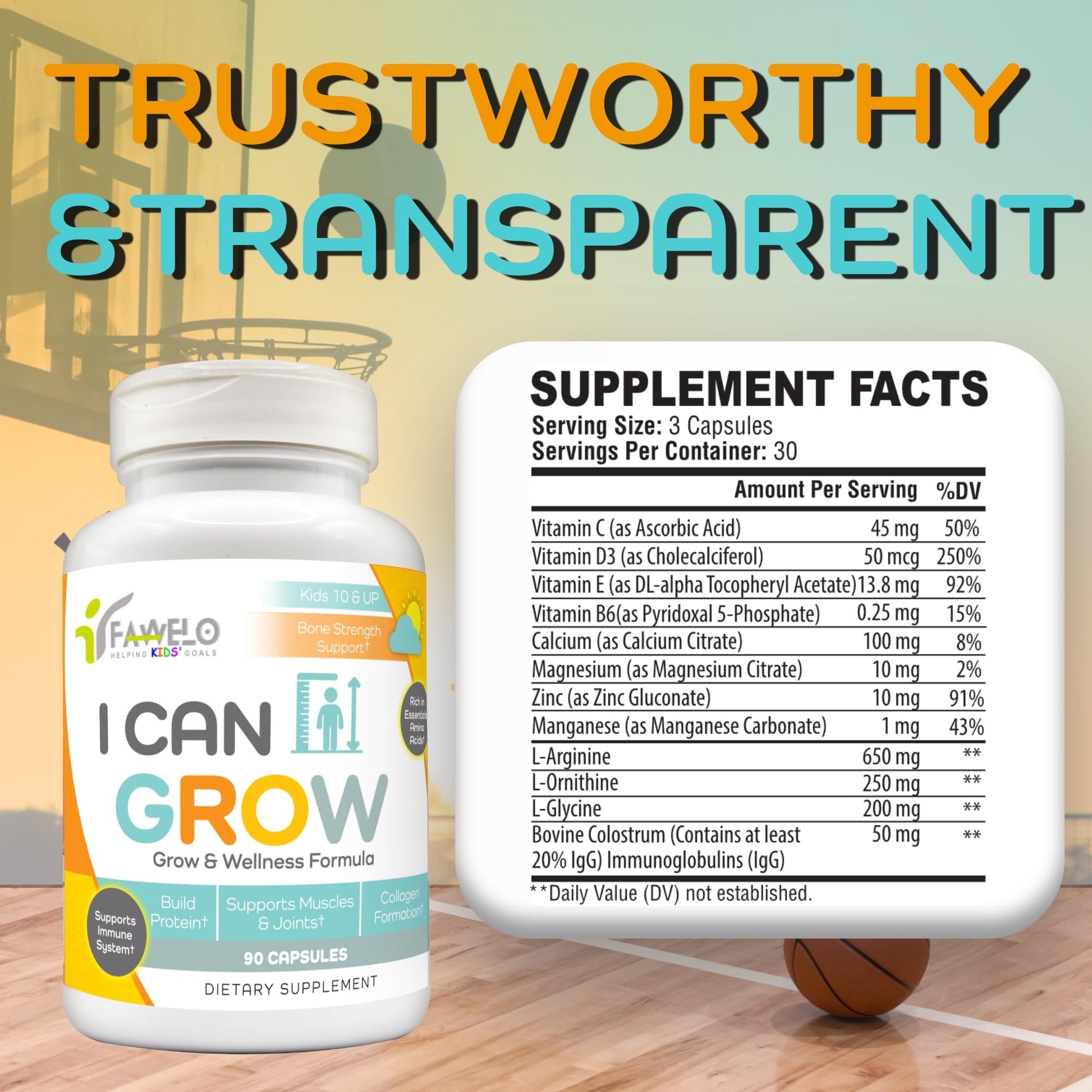 I Can Grow (3 Pack) Height Boosters for Kids 10+, Teen Vitamins for tru Height - Natural Growth Supplement for Optimal Development - Supports Bone Strength and Immune Health with Colostrum Fawelo buy supplements Au