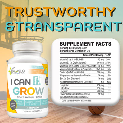 I Can Grow (3 Pack) Height Boosters for Kids 10+, Teen Vitamins for tru Height - Natural Growth Supplement for Optimal Development - Supports Bone Strength and Immune Health with Colostrum Fawelo buy supplements Au