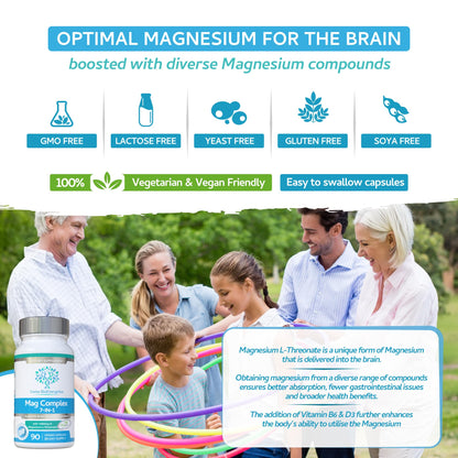 Magnesium L-Threonate Complex 7-in-1 with 1000mg of Magtein Plus Magnesium as Bisglycinate, Taurate, Citrate, Gluconate, Malate & Lactate - Supports Sleep - Vegan, US Made and No Artificial Nasties swiss bioenergetics buy supplements Au