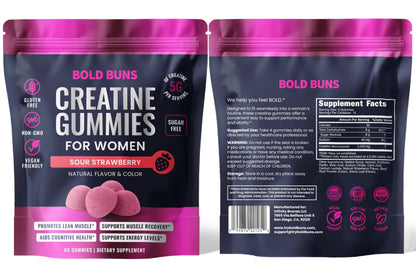 Bold Buns Creatine for Women – Supplement with Collagen & BCAA – Supports Muscle Development, Post-Workout Recovery, Skin Elasticity, Healthy Hair & Nail (30 Servings, Unflavored)