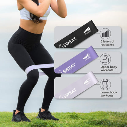 Sweet Sweat Mini Loop Resistance Bands - Set of 5 | Exercise Hip Booty Bands for Squats, Lunges, Physical Therapy, Yoga, Pilates, Rehab & Home or Gym Workouts Sports Research buy supplements Au