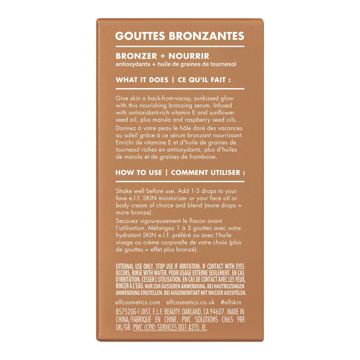 e.l.f. SKIN Bronzing Drops, Liquid Bronzer For Face & Skin, Creates A Sun-Kissed Glow, Infused With Vitamin E, Vegan & Cruelty-Free, Pure Gold e.l.f.Buy Supplements Australia