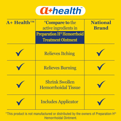 A+Health Hemorrhoid Treatment, Hemorrhoidal Ointment Relieves Symptoms of Burning, Itching, Discomfort, 2 Ounce Tube with Applicator, Reduces Irritation and Pain Relief A+HealthBuy Supplements Australia