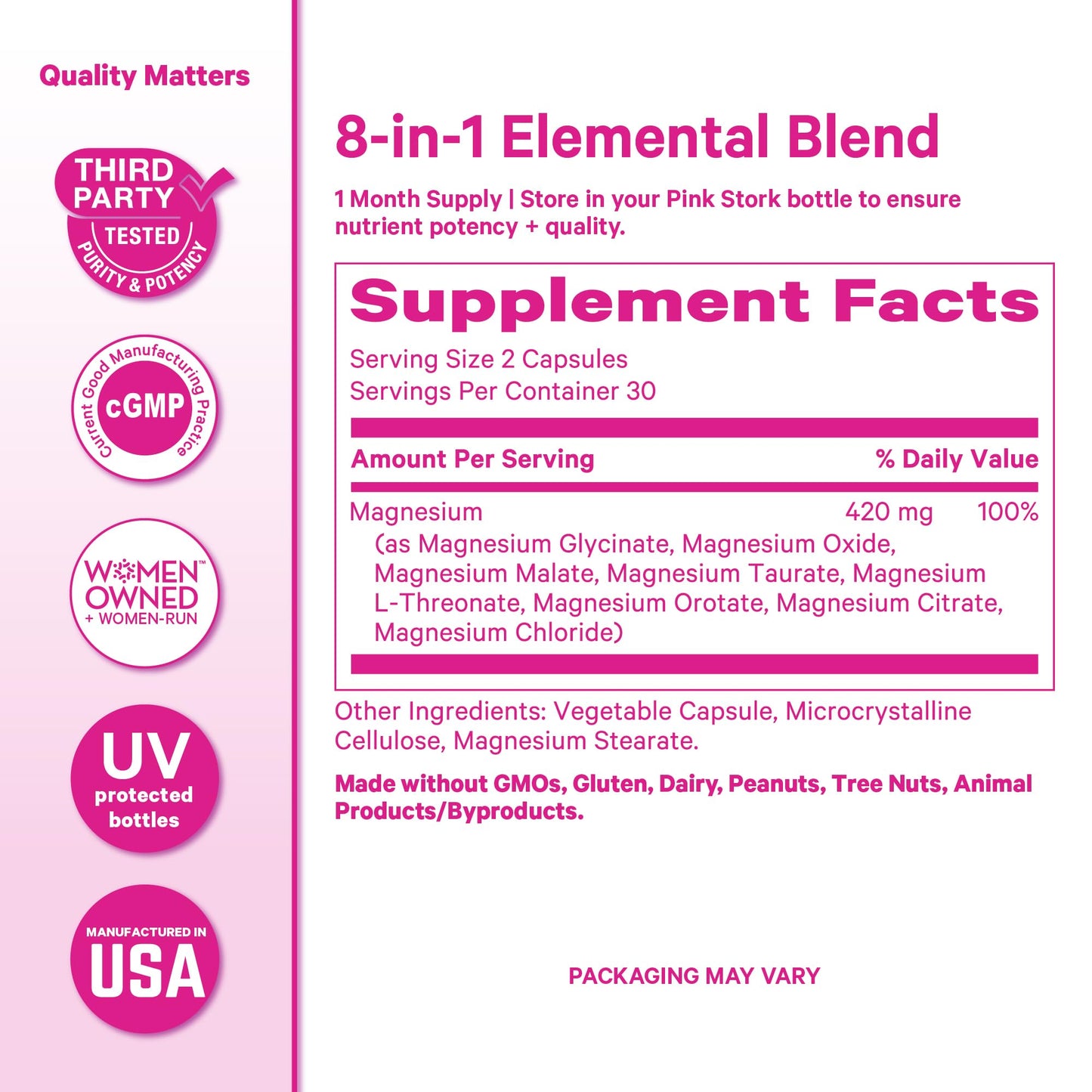 Pink Stork Magnesium Complex for Women - 8 Forms Including Glycinate, Malate, Citrate & L-Threonate - Stress, Sleep, Muscle & Hormone Support - 400 mg Elemental Magnesium - 60 Vegan Capsules Pink Stork buy supplements Au